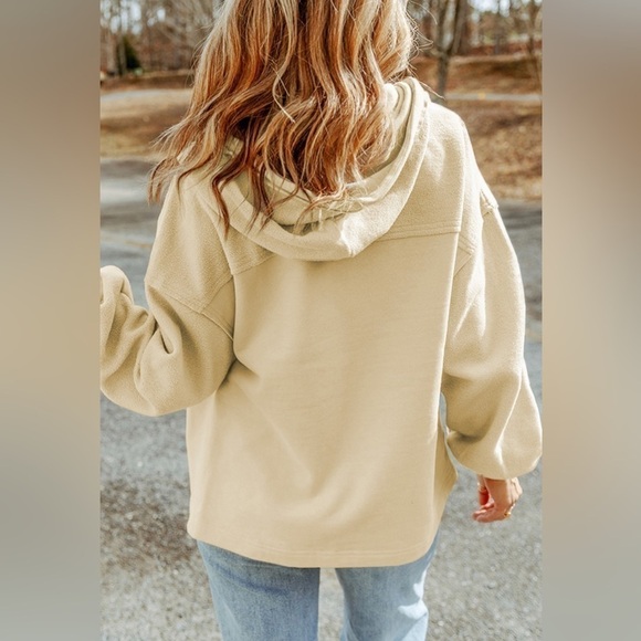 Apricot Color Partial Fleece Jacket - Picture 3 of 4